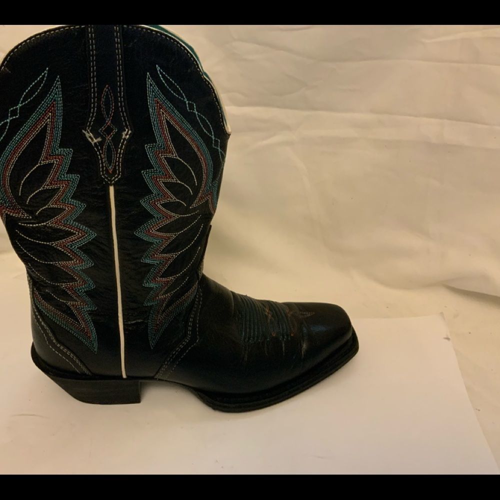 ARIAT Women's Black Leather Autry Western Boots  Size 6.5 / 37